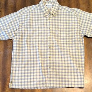 Columbia Men's Casual Blue and Cream Checkered Shirt